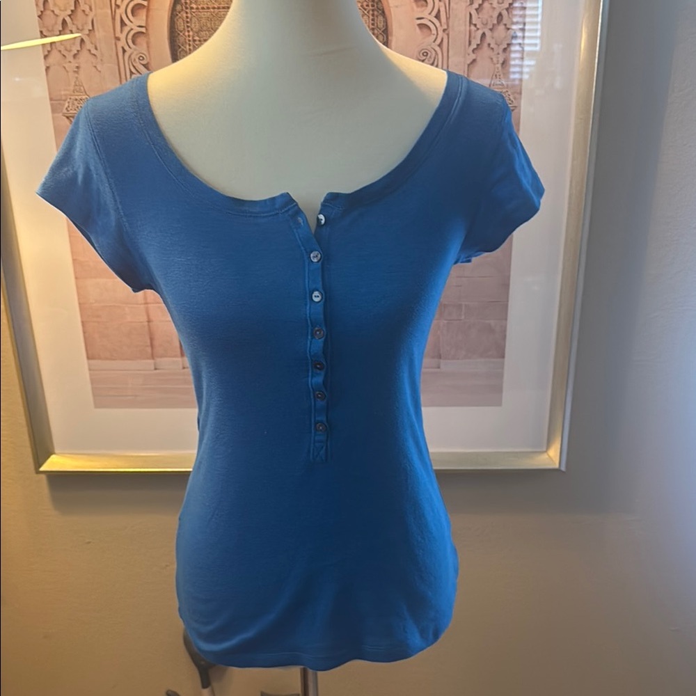 Old Navy Blue Fitted Buttoned T-Shirt